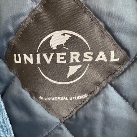 RARE VIntage Universal Studios Woody Woodpecker Denim Varsity Jacket Size M - Picture 3 of 10